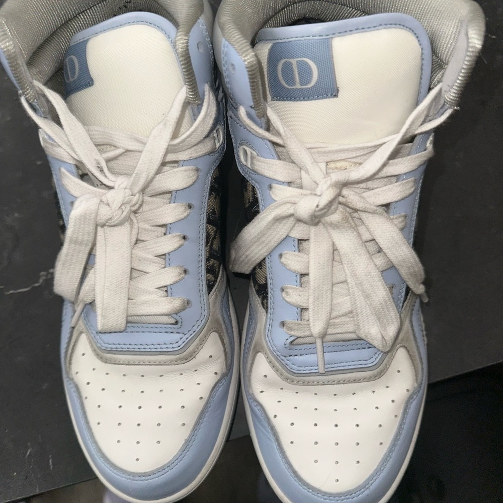 Dior High-Top Sneakers in Blue and White